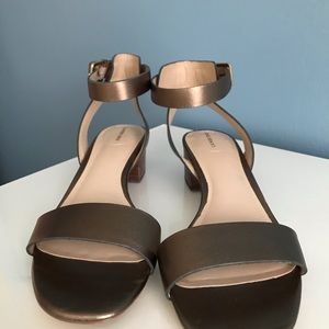 Lands End Metallic Brown Ankle Strap Sandals